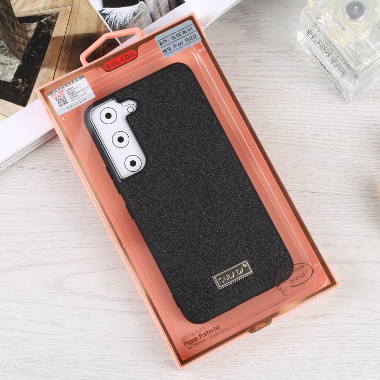 For Samsung Galaxy S22 5G SULADA Shockproof TPU + Handmade Leather Phone Case(Black) by SULADA