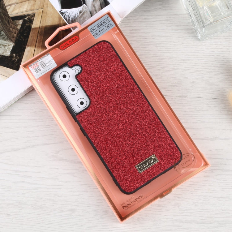 For Samsung Galaxy S22 5G SULADA Shockproof TPU + Handmade Leather Phone Case(Red) by SULADA