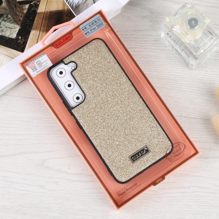 For Samsung Galaxy S22 5G SULADA Shockproof TPU + Handmade Leather Phone Case(Gold) by SULADA