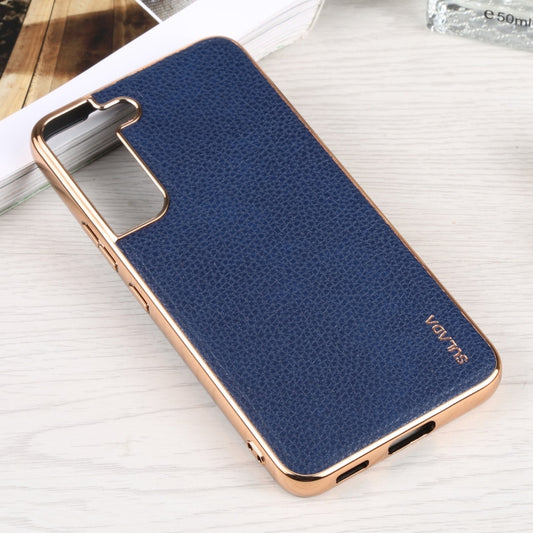 For Samsung Galaxy S22 5G SULADA Shockproof TPU + Handmade Leather Phone Case(Blue) by SULADA