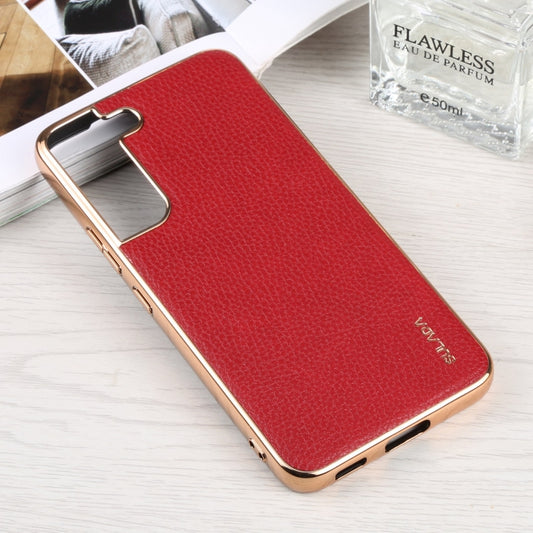 For Samsung Galaxy S22 5G SULADA Shockproof TPU + Handmade Leather Phone Case(Red) by SULADA