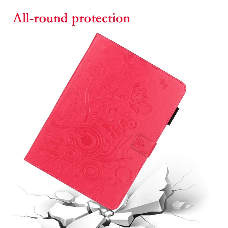 For iPad mini 2024 / mini 6 Embossed Butterfly Pattern Smart Leather Tablet Case(Rose Red) by buy2fix