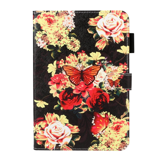 For iPad mini 2024 / mini 6 Cross Texture Painted Smart Leather Tablet Case(Black Peonies) by buy2fix