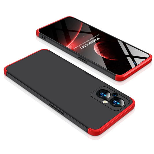 For OPPO Reno7 Z 5G / A96 5G / Reno7 Lite / F21 Pro 5G / OnePlus Nord N20 5G GKK Three Stage Splicing Full Coverage PC Phone Case(Black Red) by GKK