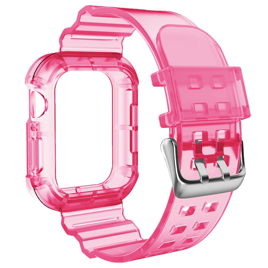 Transparent Watch Band For Apple Watch Series 9&8&7 41mm / SE 3&SE 2&6&SE&5&4 40mm / 3&2&1 38mm(Transparent Rose Red) by buy2fix