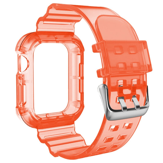 Transparent Watch Band For Apple Watch Series 8&7 45mm / SE 2&6&SE&5&4 44mm / 3&2&1 42mm(Transparent Red) by buy2fix