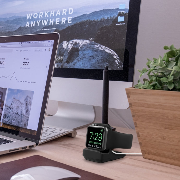 Silicone Charging Holder for Apple Watch(Black) by buy2fix