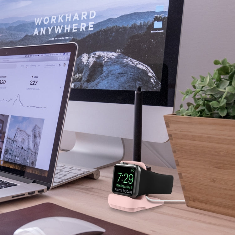Silicone Charging Holder for Apple Watch(Pink) by buy2fix