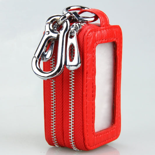 9075 Universal Crocodile Texture Genuine Leather Double Zipper Car Key Case(Brown) by buy2fix