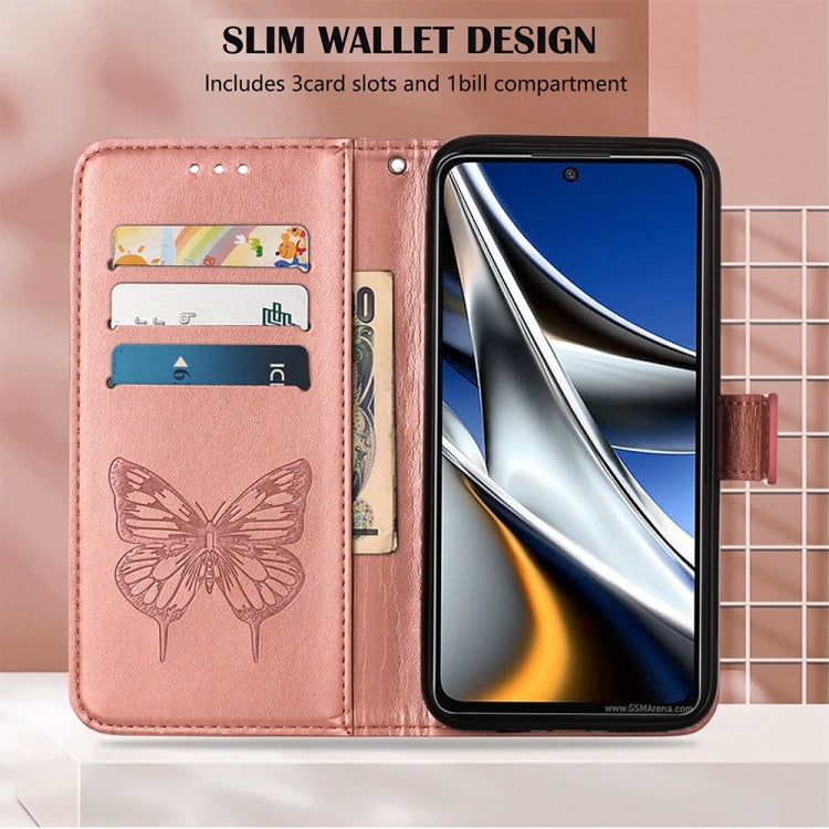 For Nokia XR20 Embossed Butterfly Leather Phone Case(Rose Gold) by buy2fix