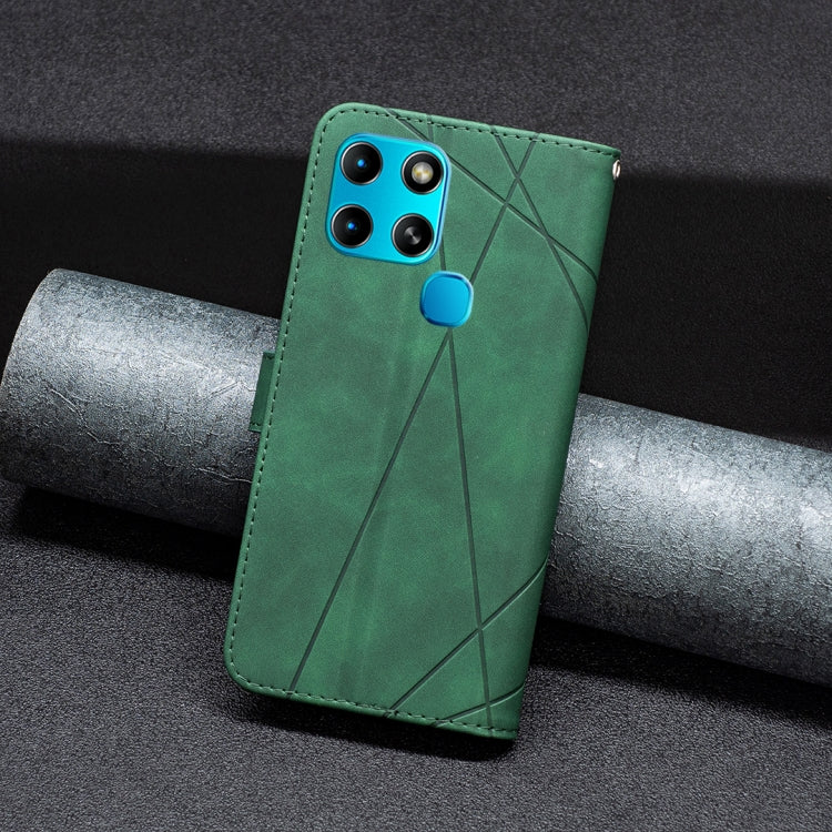 For Infinix Smart 6 Magnetic Buckle Rhombus Texture Leather Phone Case(Green) by buy2fix