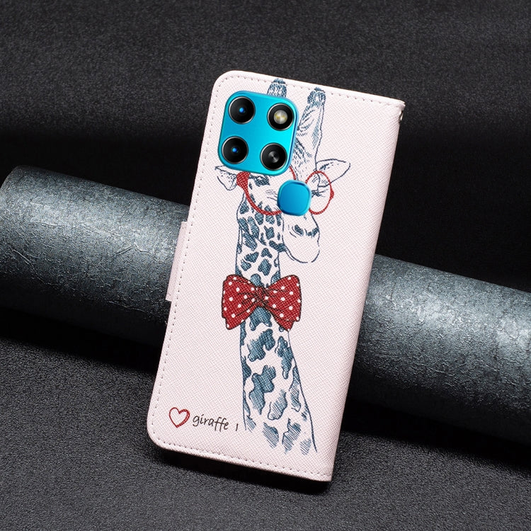 For Infinix Smart 6 Colored Drawing Pattern Leather Phone Case(Giraffe) by buy2fix