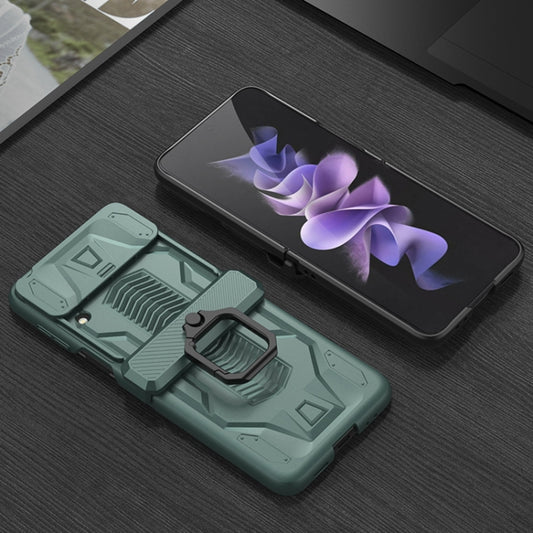 For Samsung Galaxy Z Flip3 5G GKK Sliding Camshield Magnetic Armor Flip Phone Case with Ring Holder(Black) by GKK