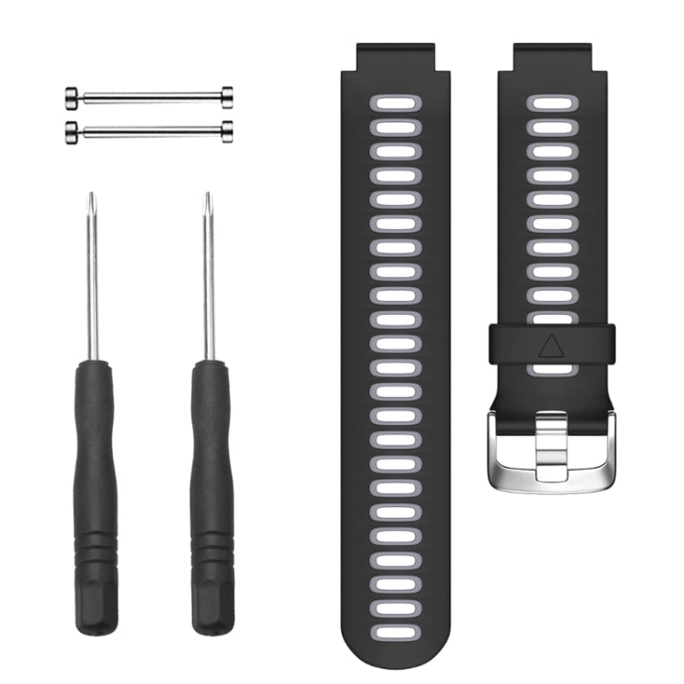 For Garmin Forerunner 735 XT Two-tone Silicone Watch Band(Black + Grey) by buy2fix