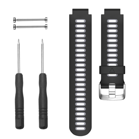 For Garmin Forerunner 735 XT Two-tone Silicone Watch Band(Black + Grey) by buy2fix