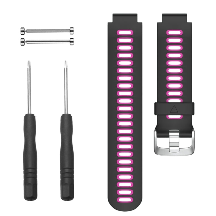 For Garmin Forerunner 735 XT Two-tone Silicone Watch Band(Black + Rose Red) by buy2fix