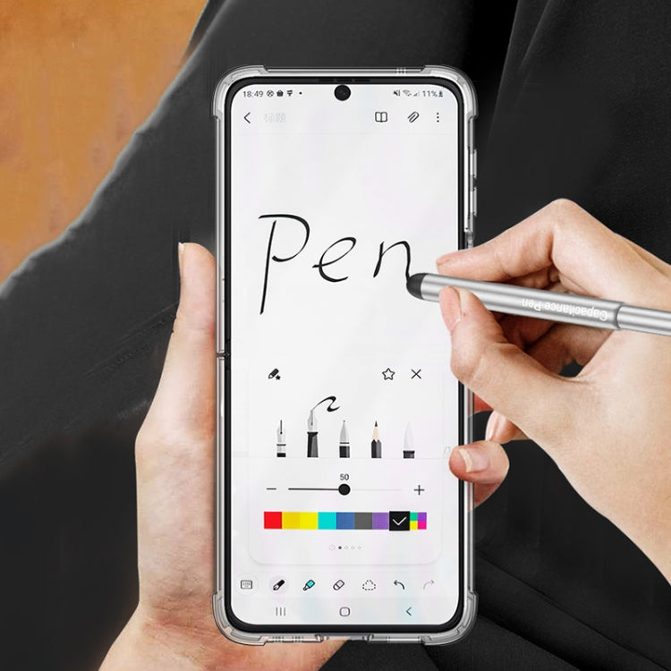 For Samsung Galaxy Z Flip3 5G GKK Shockproof Airbag Phone Case with Ring Holder & Stylus Pen(Transparent Black) by GKK