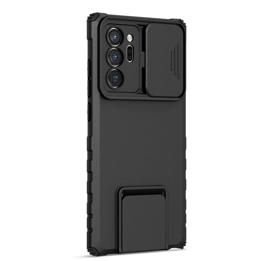 For Samsung Galaxy Note20 Ultra Stereoscopic Holder Sliding Camshield Phone Case(Black) by buy2fix