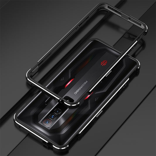 For ZTE nubia Red Magic 7 Aurora Series Metal Frame Phone Case(Black Silver) by buy2fix