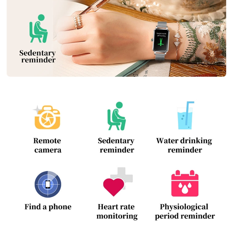 NX2 1.13 inch Color Screen Women Smart Watch, Support Physiological Reminder / Heart Rate Monitoring(Gold) by buy2fix