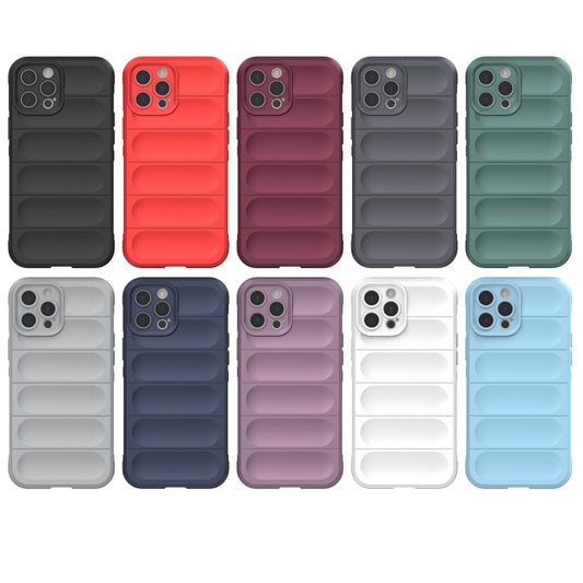 For iPhone 12 Pro Max Magic Shield TPU + Flannel Phone Case(Wine Red) by buy2fix