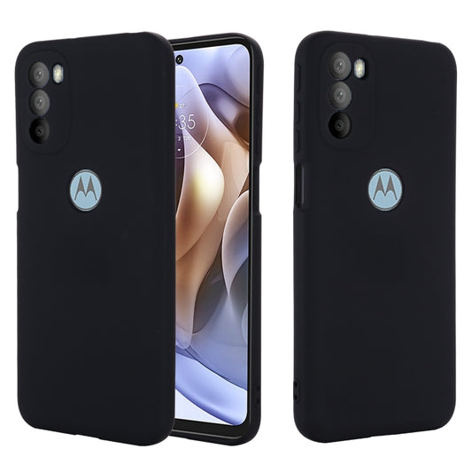 For Motorola Moto G51 5G Pure Color Liquid Silicone Shockproof Full Coverage Phone Case(Black) by buy2fix