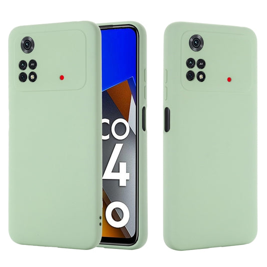For Xiaomi Poco M4 Pro 4G Global Pure Color Liquid Silicone Shockproof Full Coverage Phone Case(Green) by buy2fix