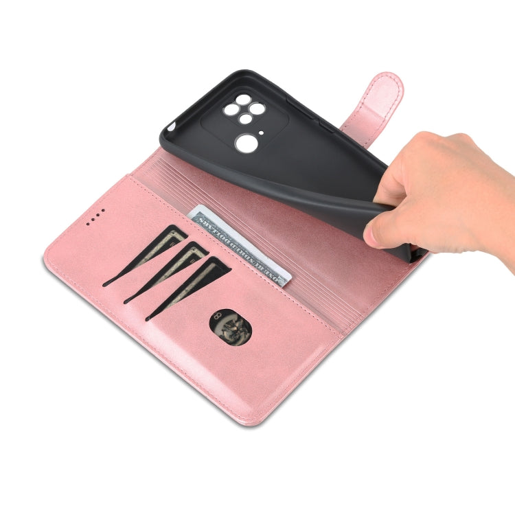 For Xiaomi Redmi 10C / Redmi 10 India AZNS Skin Feel Calf Texture Flip Leather Phone Case(Rose Gold) by AZNS