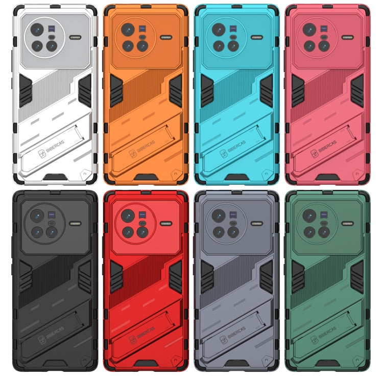 For vivo X80 Punk Armor PC + TPU Phone Case with Holder(Black) by buy2fix