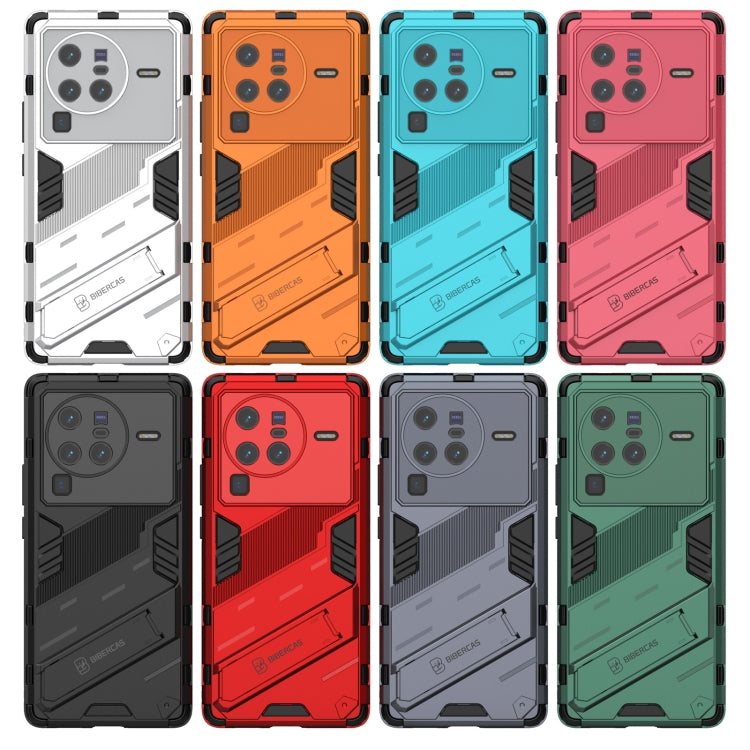 For vivo X80 Pro Punk Armor PC + TPU Phone Case with Holder(Black) by buy2fix