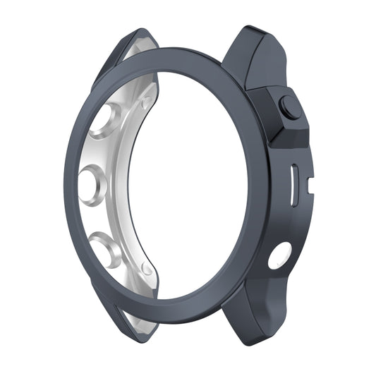 For Garmin Fenix 7X TPU Half-pack Hollowed Electroplating Watch Case(Black Grey) by buy2fix