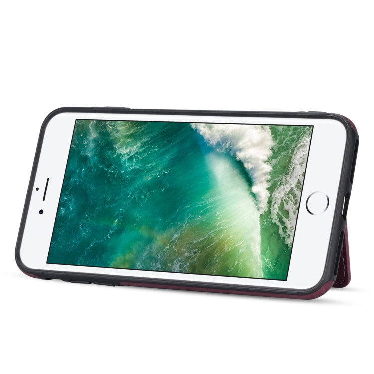 Line Card Holder Phone Case For iPhone 8 Plus / 7 Plus(Wine Red) by buy2fix