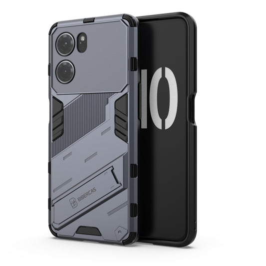 For OPPO K10 5G China Punk Armor 2 in 1 PC + TPU Shockproof Phone Case with Invisible Holder(Grey) by buy2fix