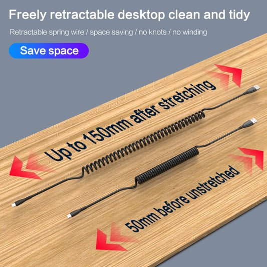 3A Type-C / USB-C Spring Charging Data Cable(Black) by buy2fix