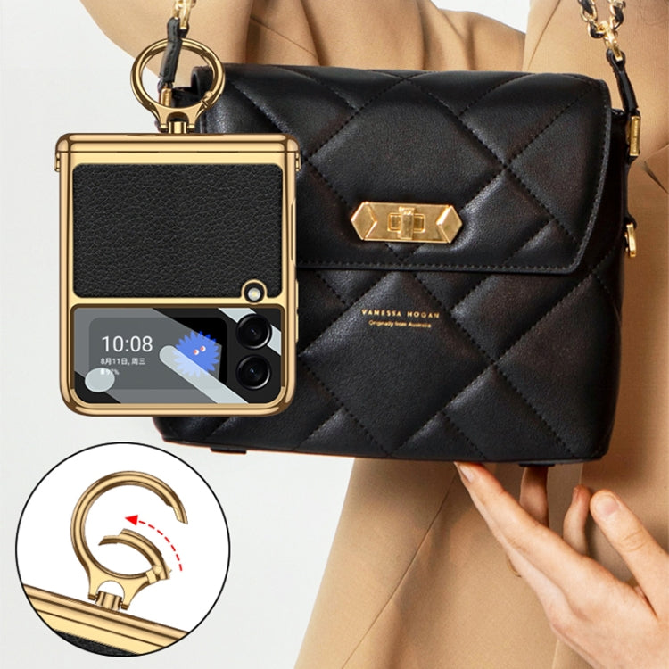 For Samsung Galaxy Z Flip3 5G GKK Integrated Plating + Leather Flip Phone Case(Dream Purple) by GKK