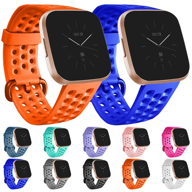 For FITBIT Versa 2 Breathable Silicone Watch Band, Size: Large(Black) by buy2fix