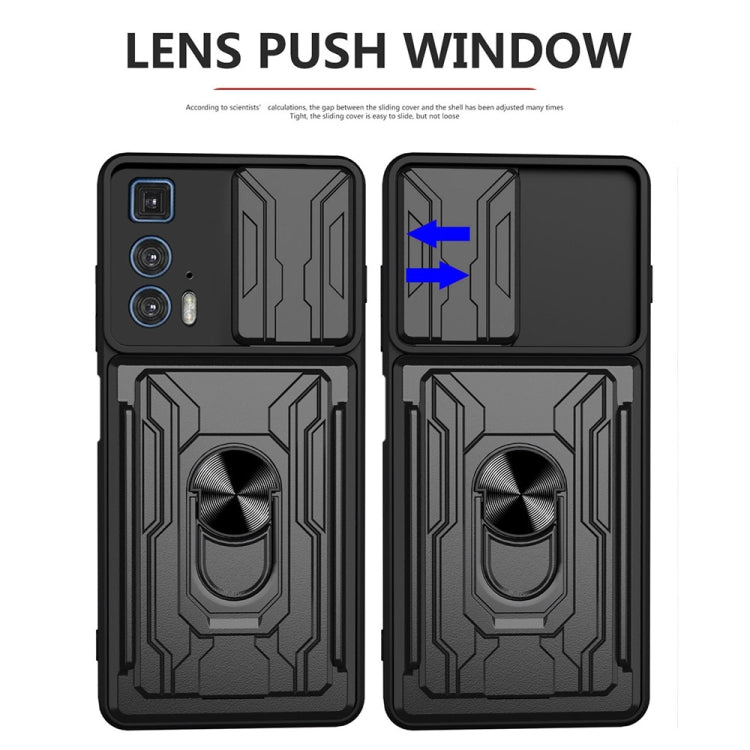 For Motorola Edge 20 Pro Sliding Camshield TPU+PC Phone Case with Card Slot(Black) by buy2fix