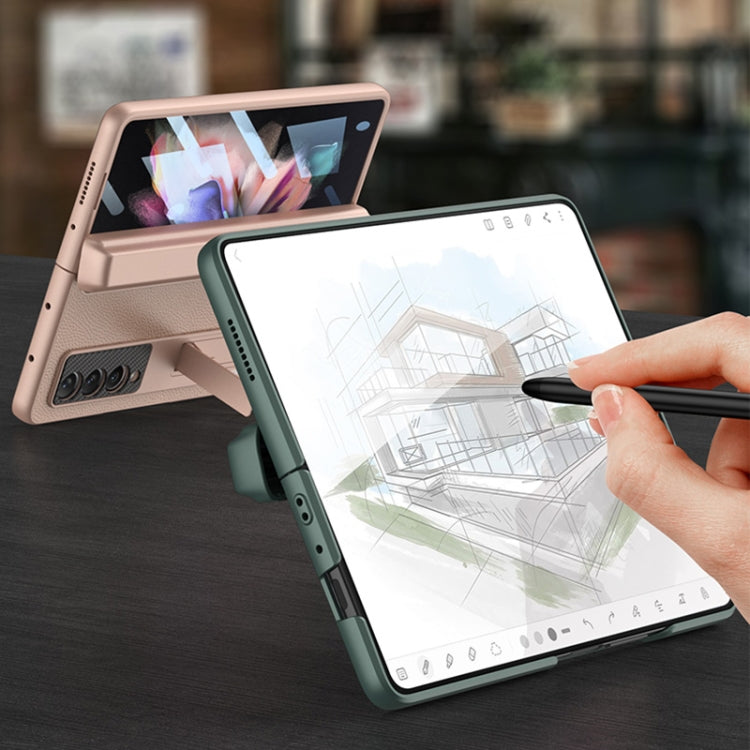 For Samsung Galaxy Z Fold3 5G GKK Magnetic Hinge Plain Leather Phone Flip Case with Pen Box(Cross Texture) by GKK