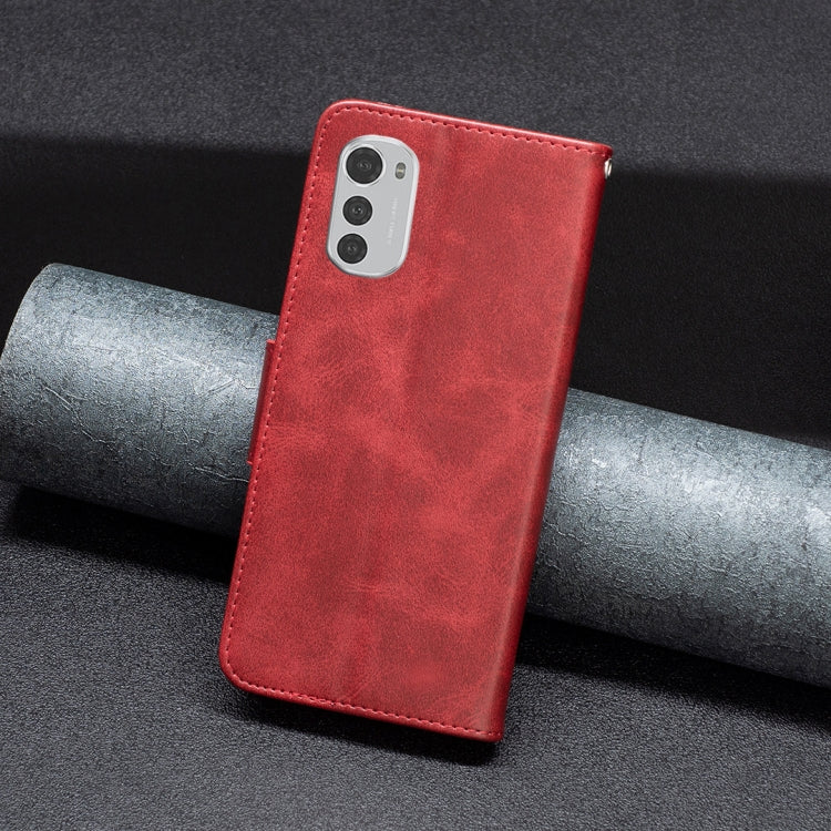 For Motorola Moto E32 4G / Moto E32s Lambskin Texture Pure Color Leather Phone Case(Red) by buy2fix
