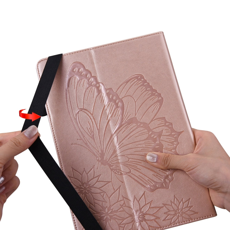For Amazon Kindle Fire HD 8 2020 / 8 Plus Big Butterfly Embossed Smart Leather Tablet Case(Rose Gold) by buy2fix