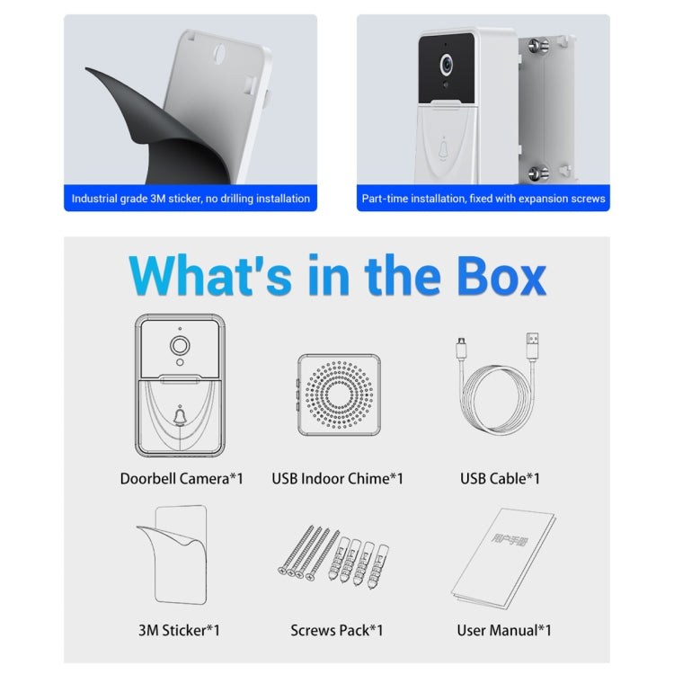 ESCAM X3 Smart Doorbell Camera Support Mobile APP & Two-way Voice & Cloud Storage by ESCAM