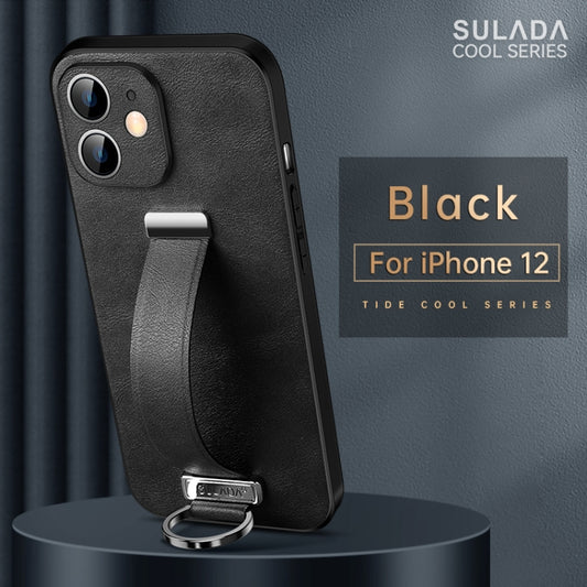 For iPhone 12 SULADA Cool Series PC + Leather Texture Skin Feel Shockproof Phone Case (Black) by SULADA