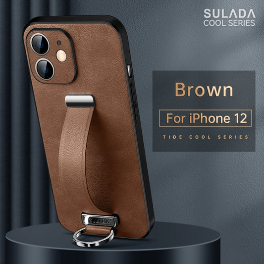 For iPhone 12 SULADA Cool Series PC + Leather Texture Skin Feel Shockproof Phone Case (Brown) by SULADA