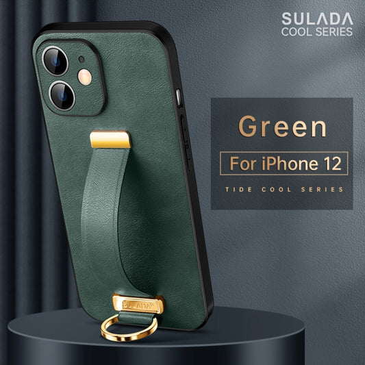 For iPhone 12 SULADA Cool Series PC + Leather Texture Skin Feel Shockproof Phone Case (Green) by SULADA