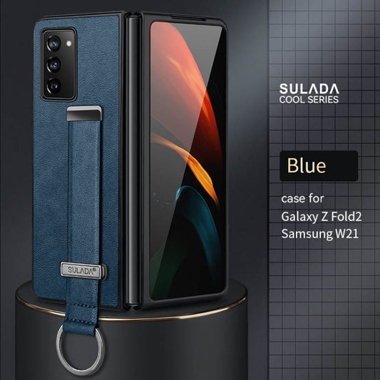 For Samsung Galaxy Z Fold2 SULADA Cool Series PC + Leather Texture Skin Feel Shockproof Phone Case(Blue) by SULADA