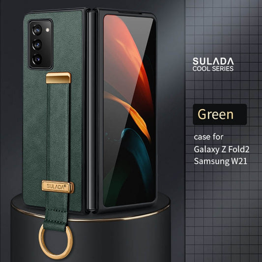 For Samsung Galaxy Z Fold2 SULADA Cool Series PC + Leather Texture Skin Feel Shockproof Phone Case(Green) by SULADA