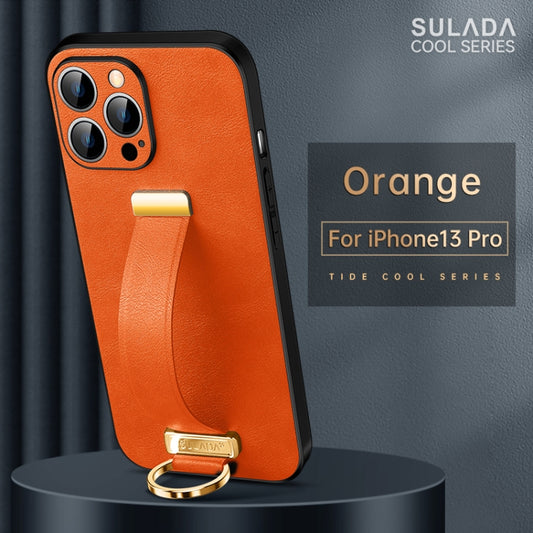 For iPhone 13 Pro SULADA Cool Series PC + Leather Texture Skin Feel Shockproof Phone Case (Orange) by SULADA