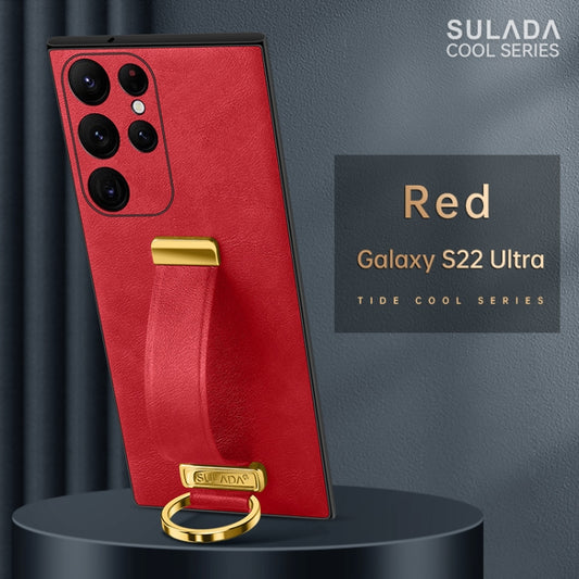 For Samsung Galaxy S22 Ultra 5G SULADA Cool Series PC + Leather Texture Skin Feel Shockproof Phone Case(Red) by SULADA