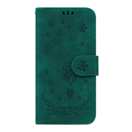 For Infinix Note 10 X693 Butterfly Rose Embossed Leather Phone Case(Green) by buy2fix