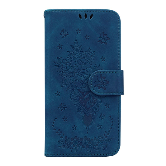 For Infinix Smart 6 Butterfly Rose Embossed Leather Phone Case(Blue) by buy2fix